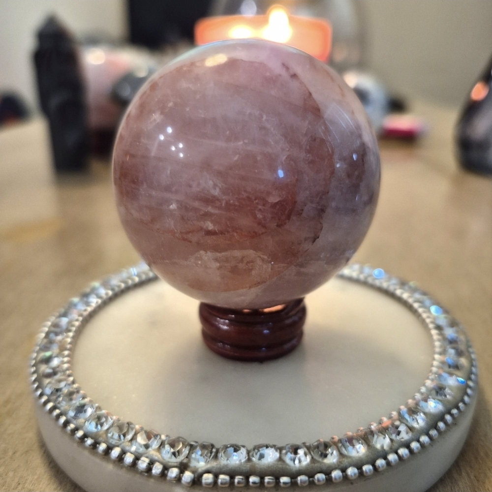 Natural Red Hematoid Quartz Orb Sphere #1 - Picture 3 of 6